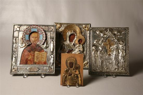 Appraisal: FOUR ICONS Russian or eastern European Three are pictured with