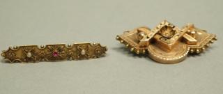 Appraisal: pc K Victorian Gold Etruscan Style Pins One B pc