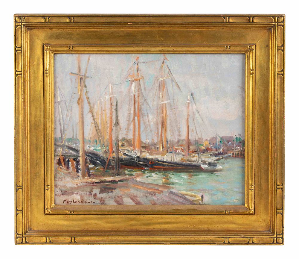 Appraisal: Mary Louise Fairchild Low American - Docked Sailboats Mary Louise