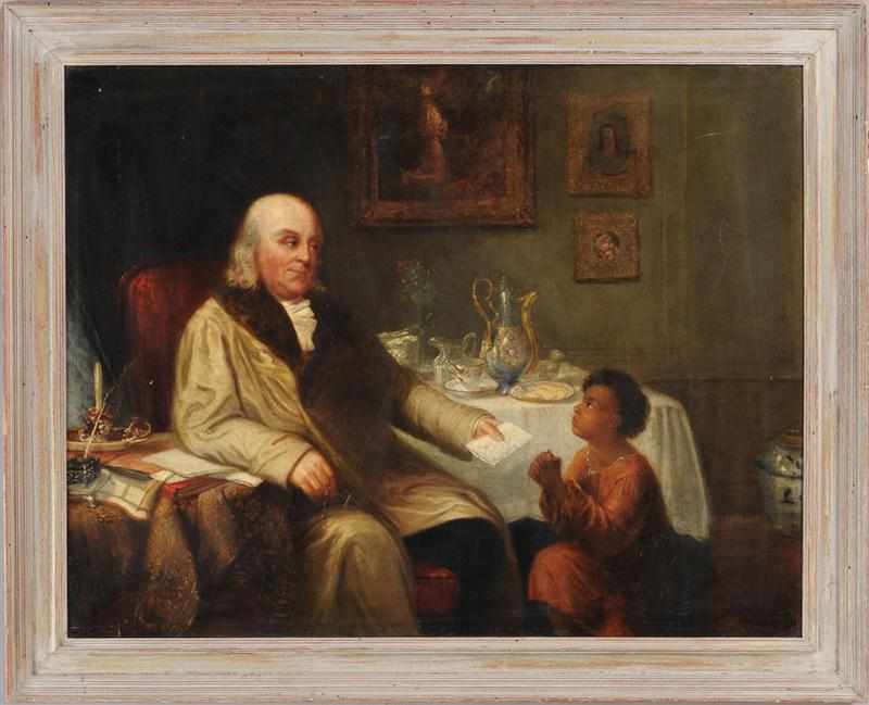 Appraisal: TH C SCHOOL BENJAMIN FRANKLIN FREEING A SLAVE Oil on