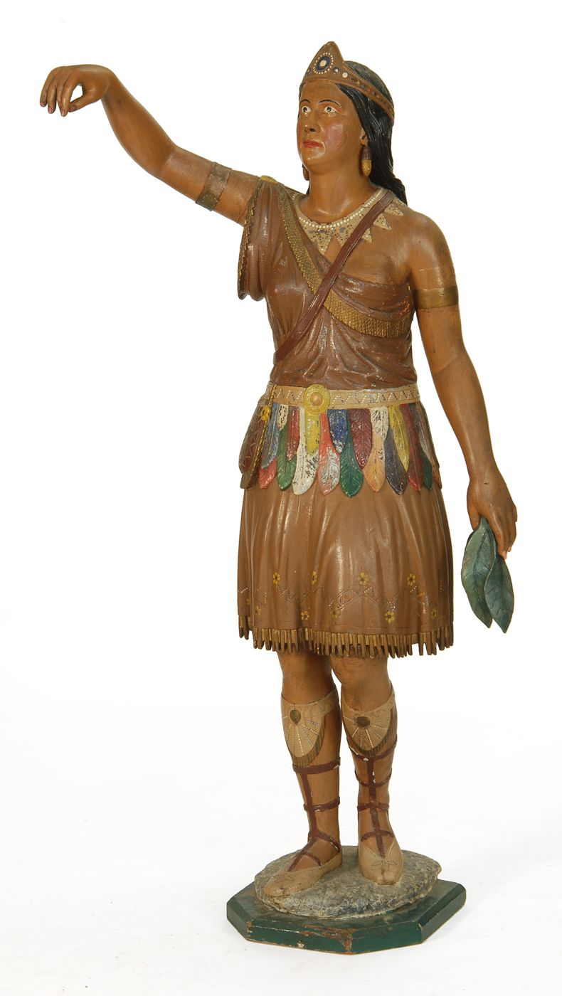 Appraisal: IMPORTANT CARVED AND PAINTED WOODEN CIGAR STORE INDIAN FIGURE American