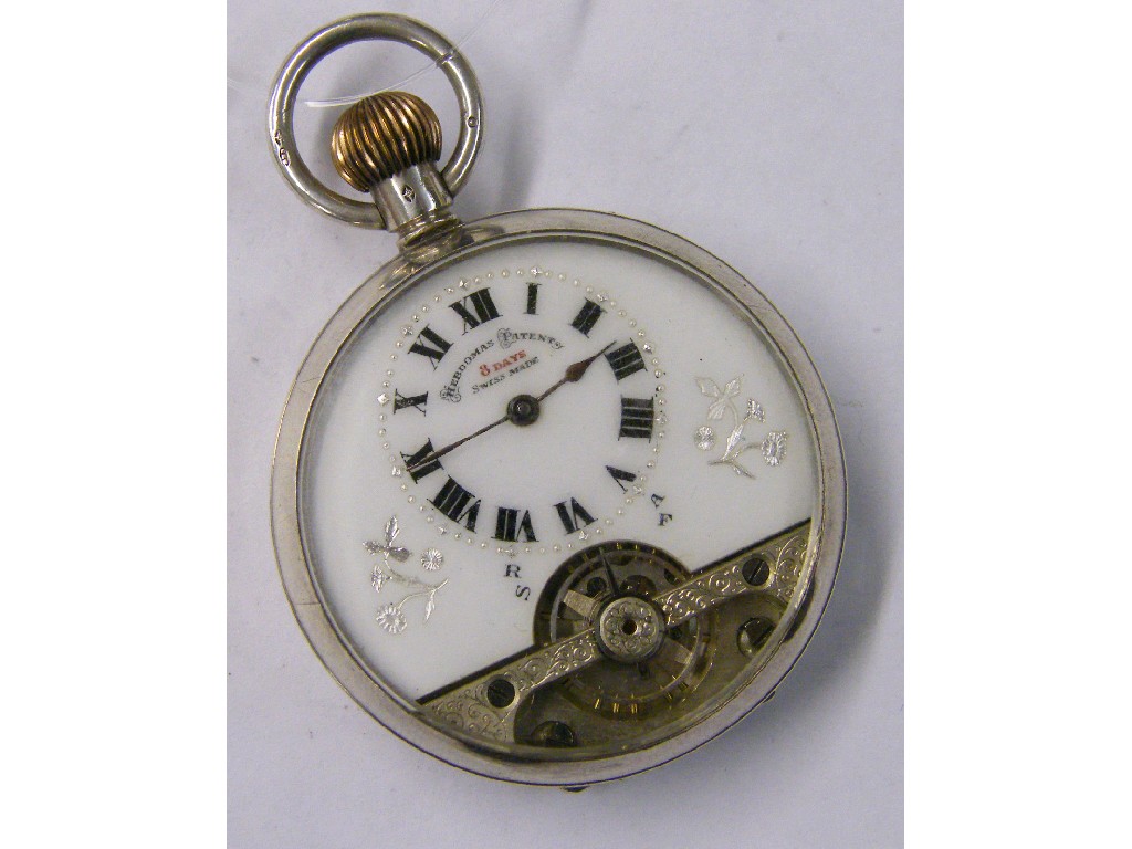 Appraisal: Hebdomas Swiss eight day silver lever pocket watch the three-quarter