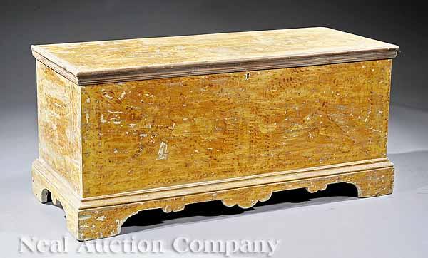 Appraisal: An Antique American Paint-Decorated Pine Blanket Chest mid- th c