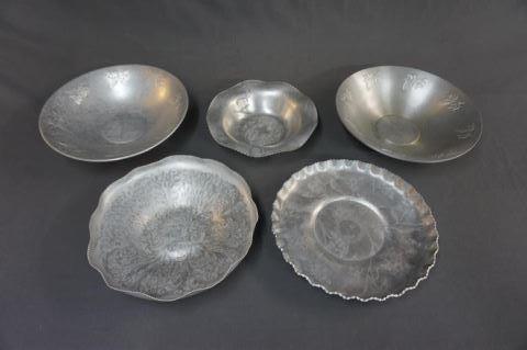 Appraisal: Hand Wrought Aluminum Vintage Serving Bowls Light weight serving bowls