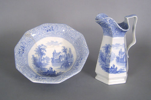 Appraisal: Ironstone Chateau pitcher and basin h and h x dia