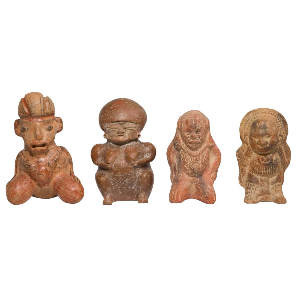 Appraisal: PRE-COLUMBIAN HOLLOW-BODIED FIGURINE ASSORTMENT items including a Chorerra engraved red