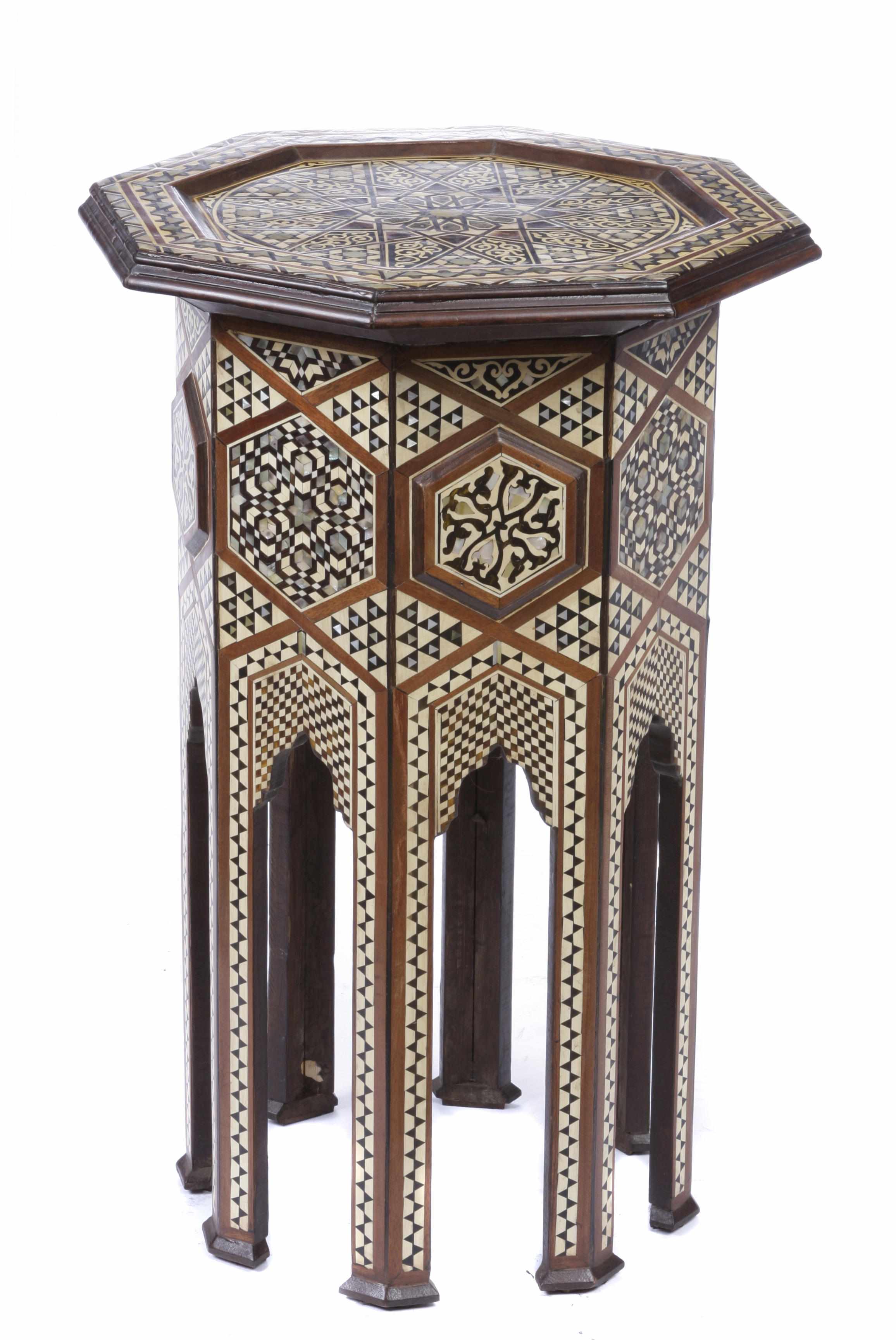 Appraisal: A Moorish style inlaid table height in diameter in