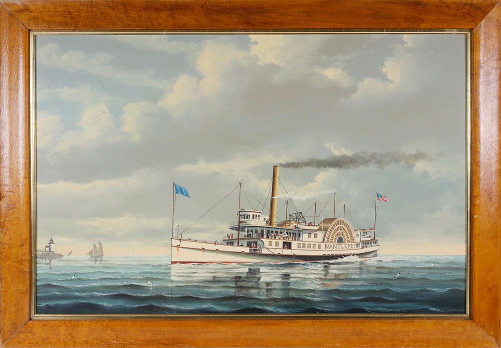 Appraisal: Salvatore Colacicco Oil on Board Portrait of the Side-Wheeler Nantucket