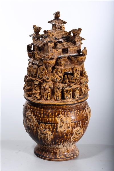 Appraisal: Chinese Han-style glazed earthenware in the form of a pagoda-style