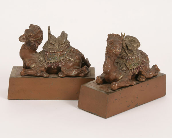 Appraisal: Austrian bookends cold painted spelter camels on metallic base x