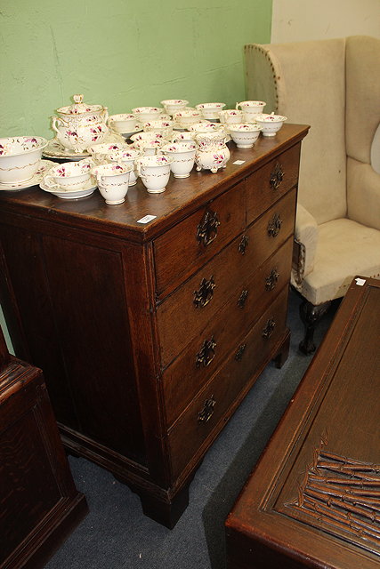 Appraisal: A GEORGIAN OAK CHEST of two short and three long