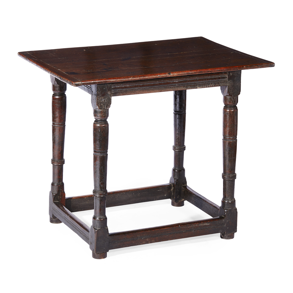 Appraisal: CHARLES II STYLE OAK SIDE TABLE TH CENTURY INCORPORATING EARLIER