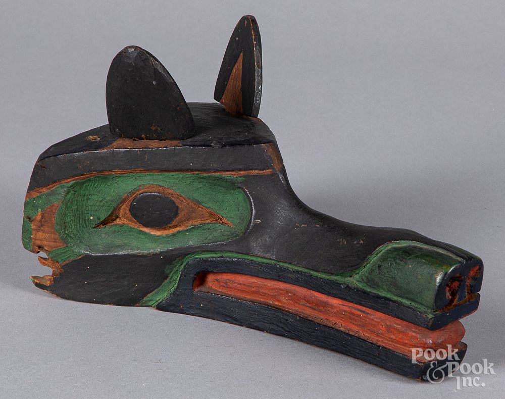 Appraisal: Northwest Coast Indian carved wolf's head Northwest Coast Indian carved