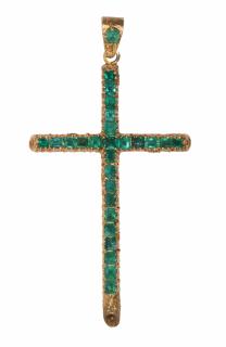 Appraisal: Emerald and k yellow gold cross pendant Emerald and k