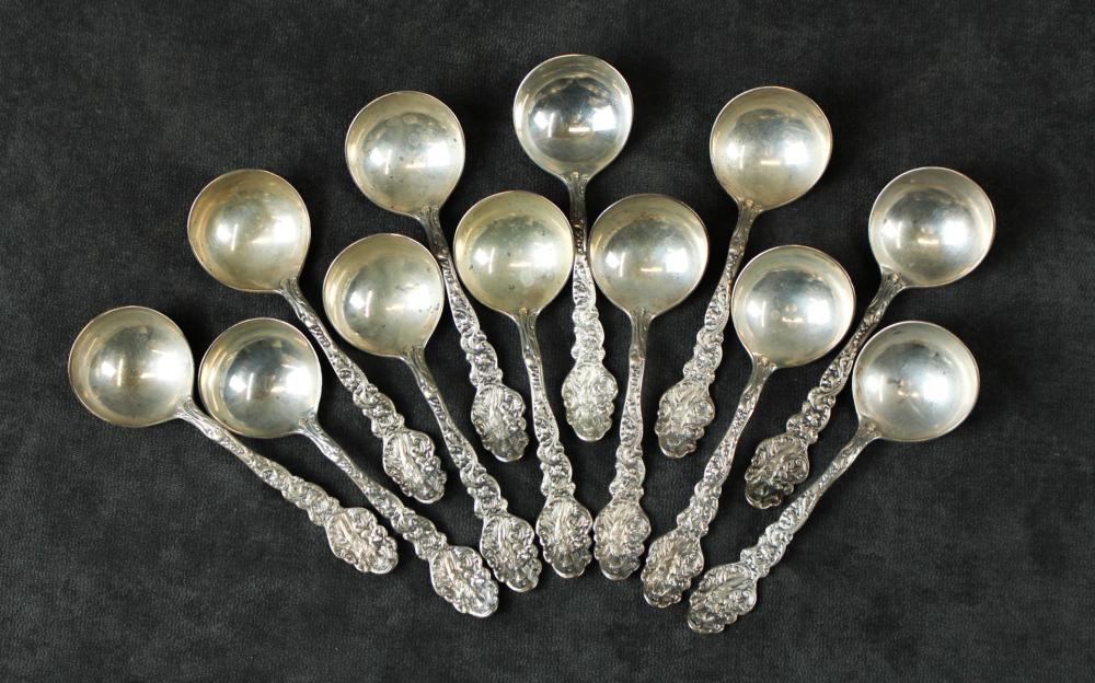 Appraisal: SET OF TWELVE STERLING SILVER BOUILLON SPOONS Versailles pattern by