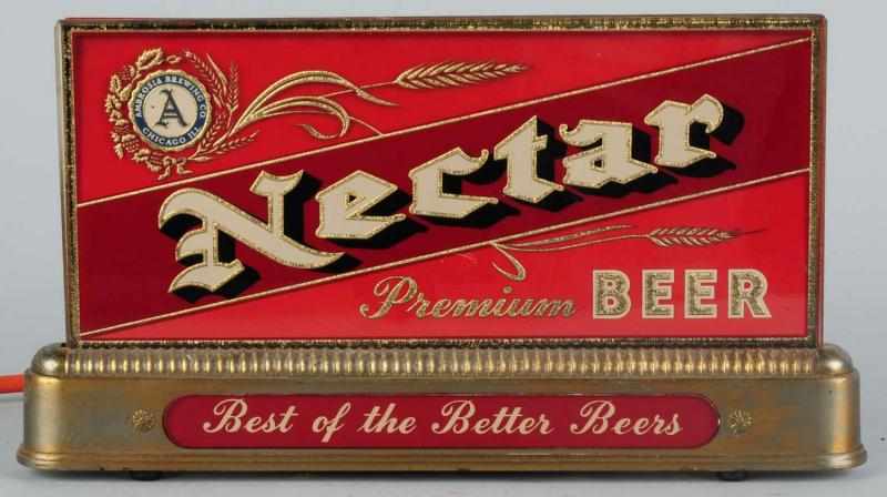 Appraisal: Nectar Beer Reverse Glass Light-Up Sign Glass is clean with