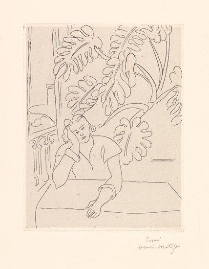 Appraisal: HENRI MATISSE Int rieur au feuillage Etching on Chine coll