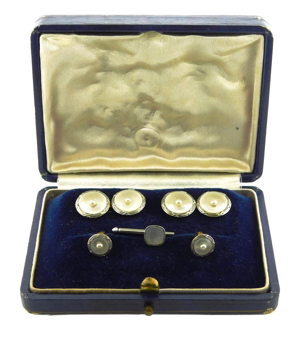 Appraisal: JEWELRY K Mother of Pearl Cufflinks and Buttons five pieces