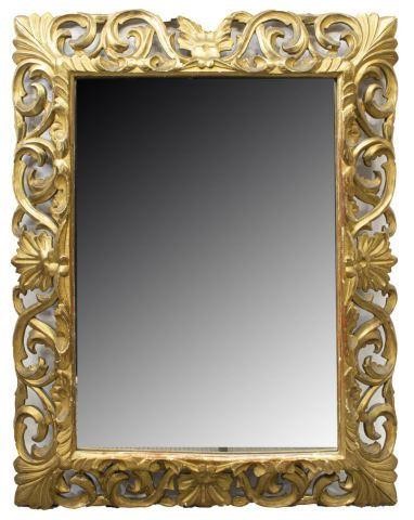 Appraisal: French giltwood mirror th c featuring heavily carved frame of