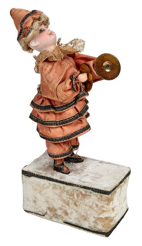 Appraisal: Automaton Clown Figure with Cymbals probably German possibly Zinner Gottlieb