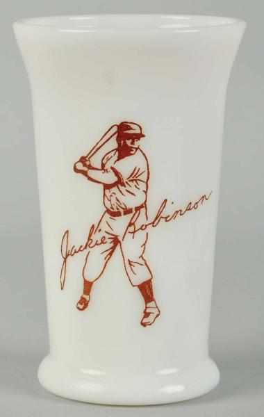 Appraisal: Milk Glass Jackie Robinson Baseball Cup Description Depicts Jackie Robinson