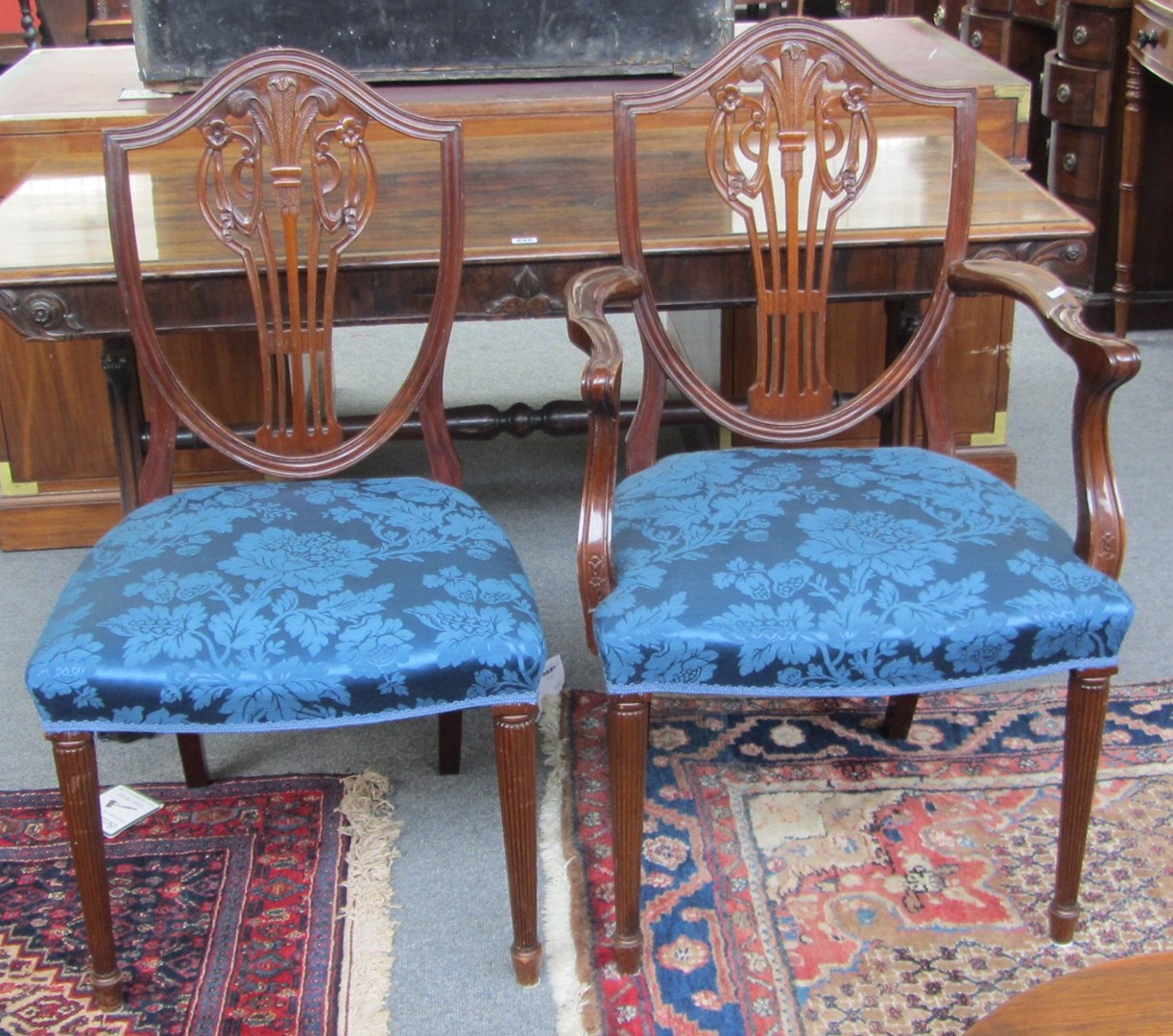 Appraisal: A set of eight mahogany dining chairs of George III