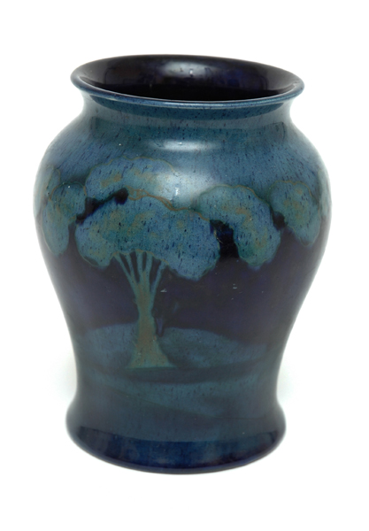 Appraisal: A MOORCROFT MOONLIT BLUE LANDSCAPE PATTERN VASE Circa Baluster painted