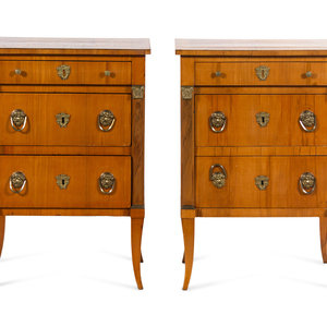 Appraisal: A Pair of Continental Bronze Mounted Birch Side Tables Early