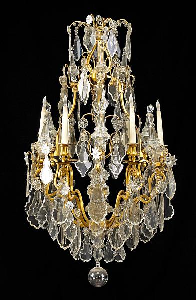 Appraisal: A Louis XV style gilt bronze and glass six light