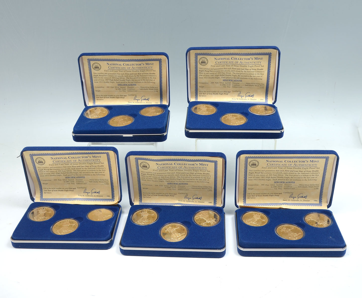 Appraisal: BOXES SETS GOLD CLAD SILVER DOUBLE EAGLE COINS Each box