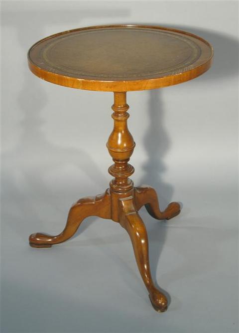 Appraisal: SMALL CHIPPENDALE STYLE LEATHER TOP CANDLE STAND th century the