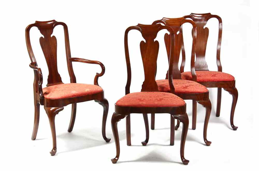 Appraisal: CHAIRS - Set of Queen Anne style walnut chairs including