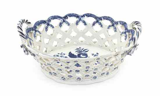 Appraisal: A Worcester Porcelain Basket Dr Wall having floral decoration and