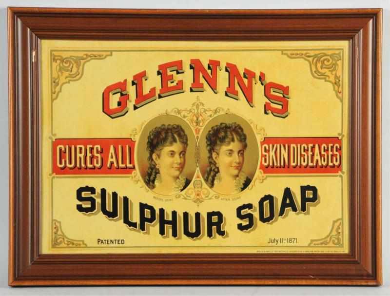 Appraisal: Early Tin Glenn's Sulfur Soap Sign s to s Made