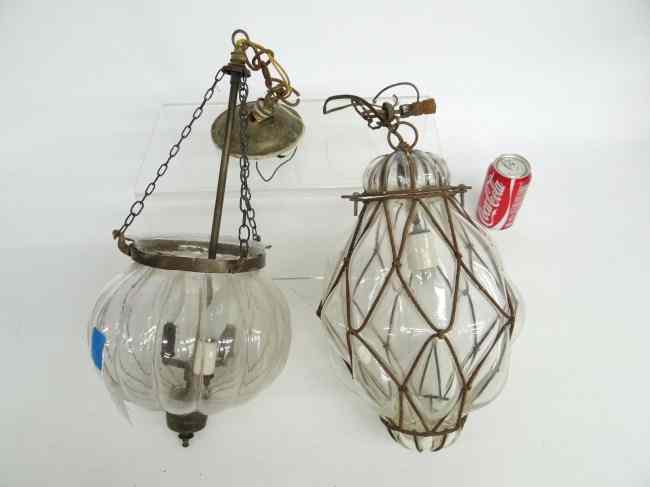 Appraisal: Lot two glass lanterns one damaged