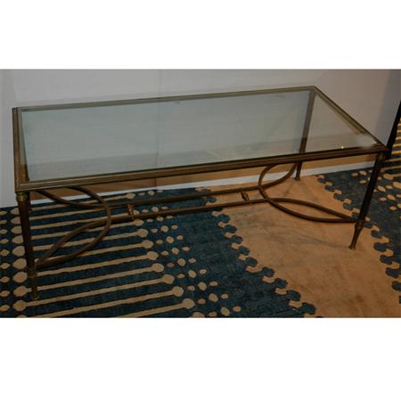 Appraisal: Neoclassical Style Brass and Glass Low Table Estimate -