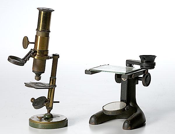 Appraisal: COMPOUND MICROSCOPE AND DISSECTING MICROSCOPE lot of two Brass compound