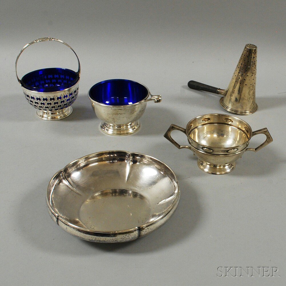 Appraisal: Five Pieces of Sterling Silver Tableware a Kalo hand-wrought floriform