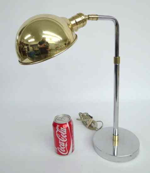 Appraisal: Chrome and brass desk lamp '' Ht