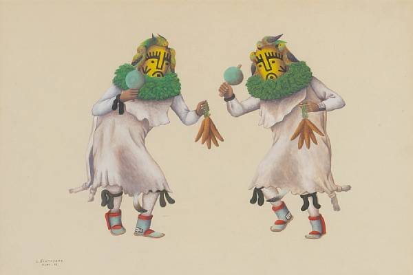 Appraisal: Property from a private Arizona collection Quoquolo Dance gouache on