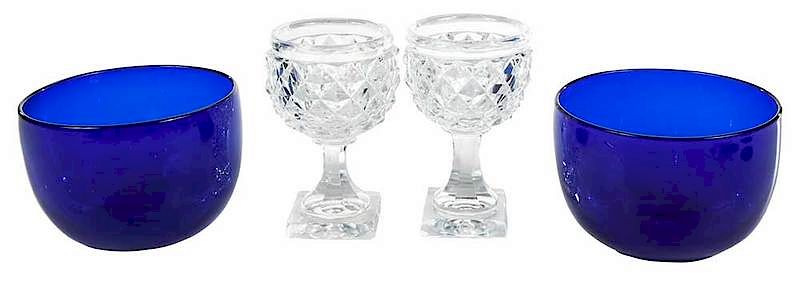 Appraisal: Anglo Irish Cut Crystal Stemware Cobalt Bowls British early th