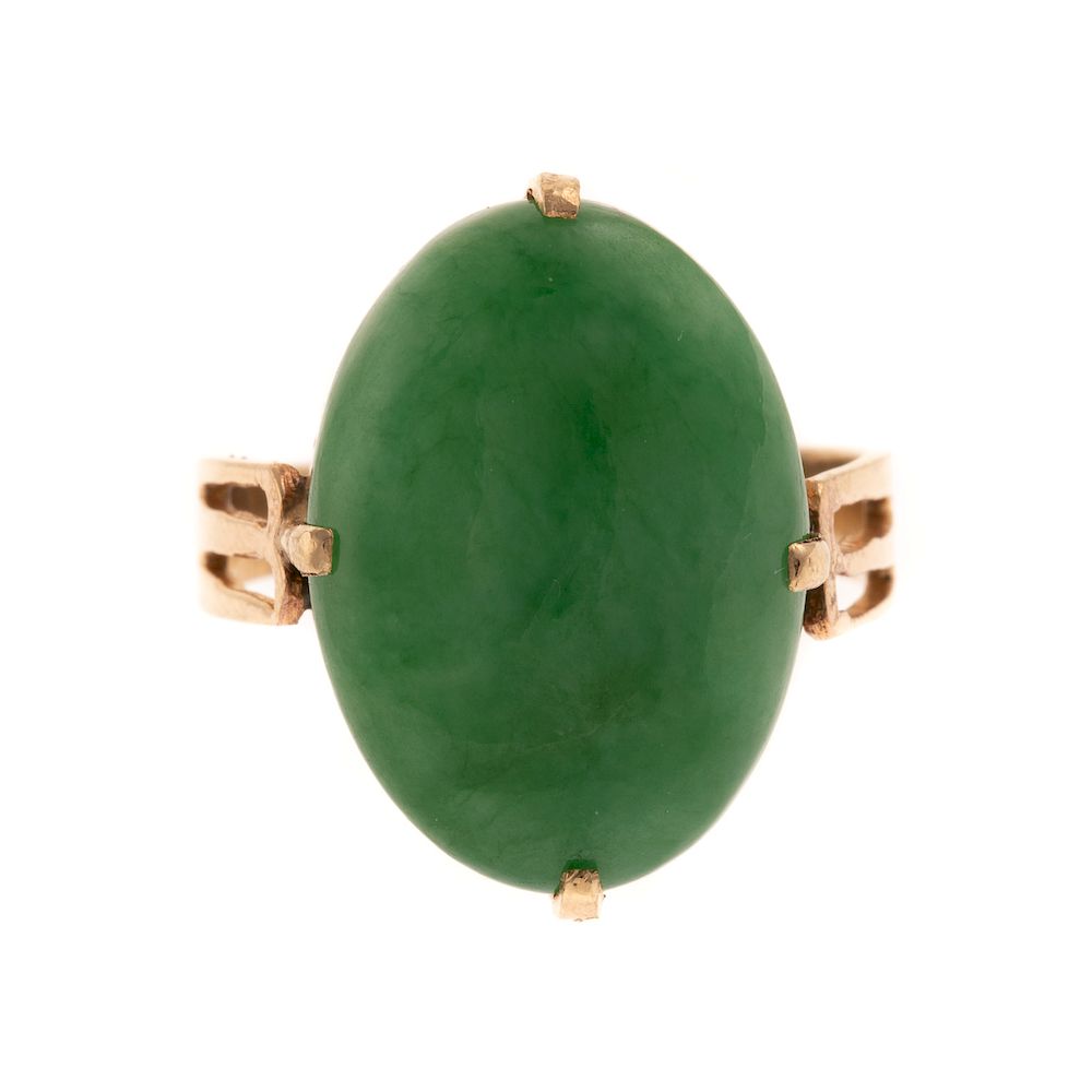 Appraisal: A Ladies Jade Ring in K Yellow Gold K yellow