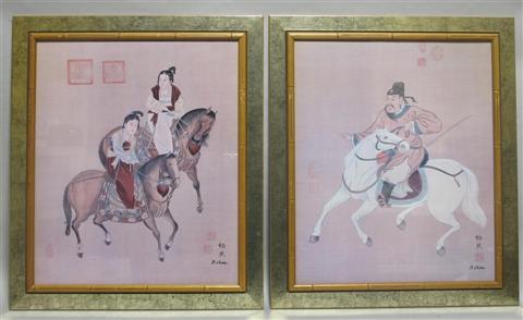 Appraisal: PAIR OF CHINESE PRINTS Photo reproductions of Chinese equestrian figures