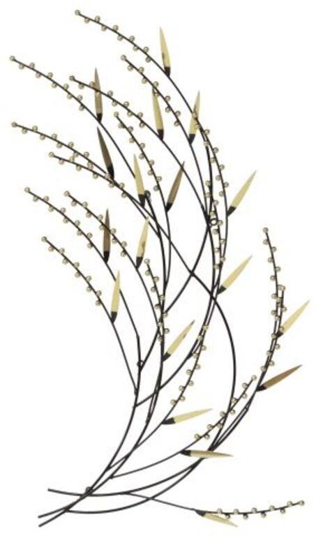 Appraisal: Modern painted and parcel gilt metal wall hanging Berry Branch