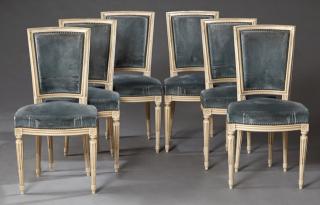 Appraisal: Set of Six Polychromed Beech Louis XVI Style Dinin Set