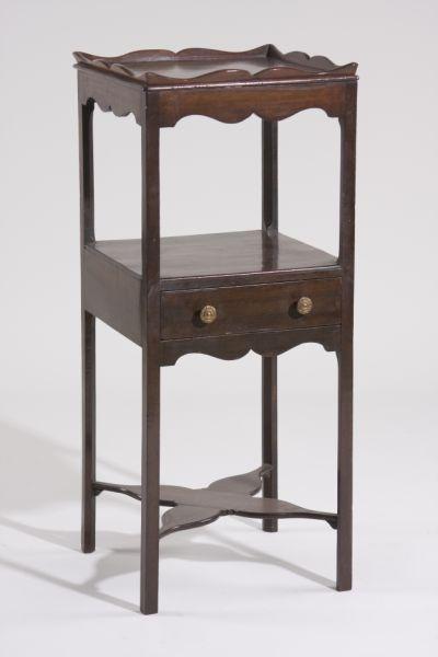 Appraisal: Two-Tiered Serving Stand English th c mahogany scalloped tray top