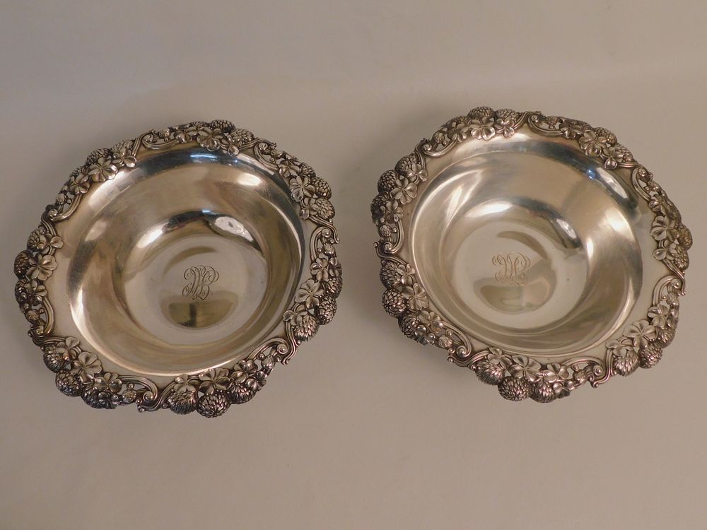 Appraisal: PAIR TIFFANY STERLING BOWLS Pair of Tiffany Co Makers C