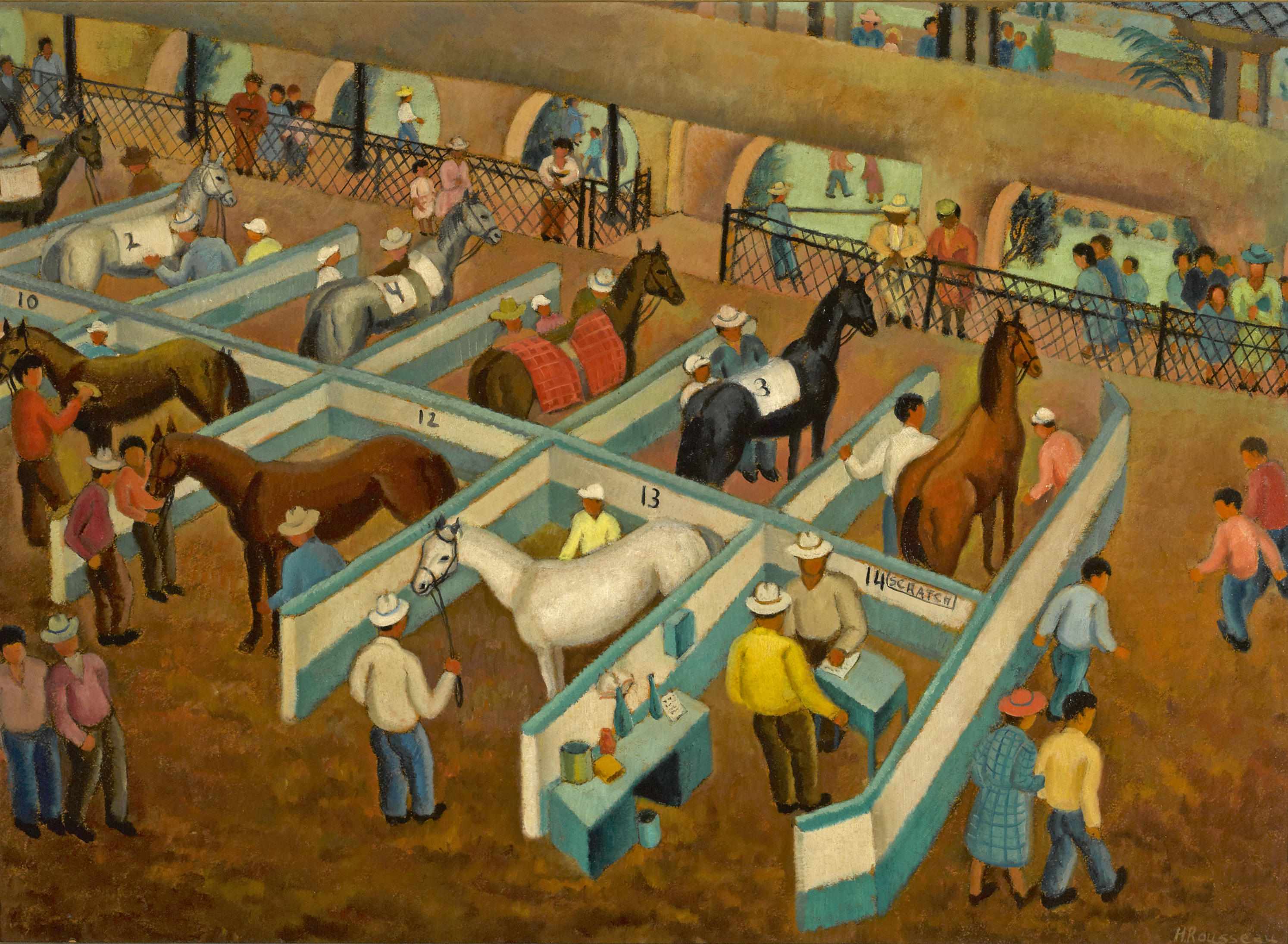 Appraisal: Helen Rousseau - Saddling paddock signed 'H Rousseau' lower right