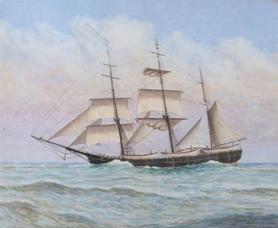 Appraisal: JAMES CREE American - THREE-MASTED SCHOONER AT SEA signed and