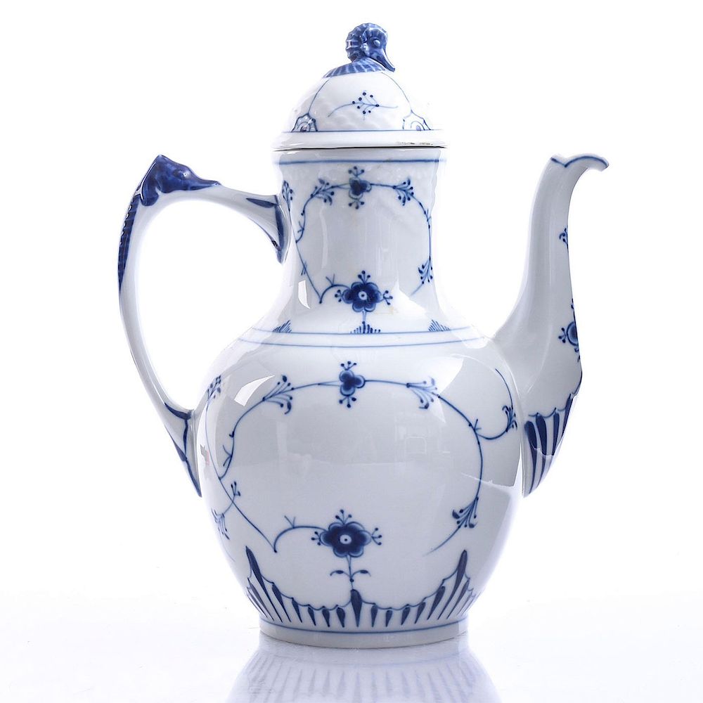 Appraisal: ROYAL COPENHAGEN BLUE FLUTED FINE LACE COFFEE POT Blue cobalt